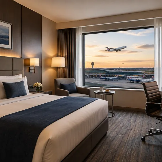 Modern airport hotel room
