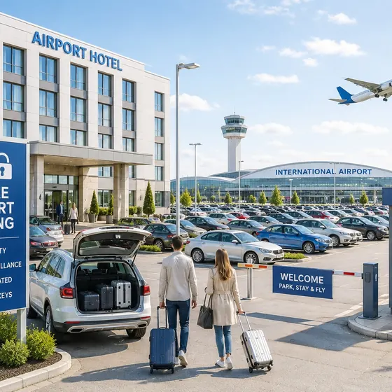Secure airport parking area